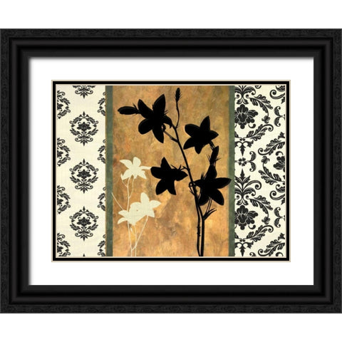 GOLDEN BOTANICAL SILHOUETTE Black Ornate Wood Framed Art Print with Double Matting by Greene, Taylor
