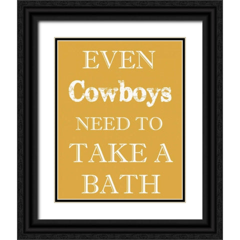 COWBOYS MUST BATHE Black Ornate Wood Framed Art Print with Double Matting by Greene, Taylor