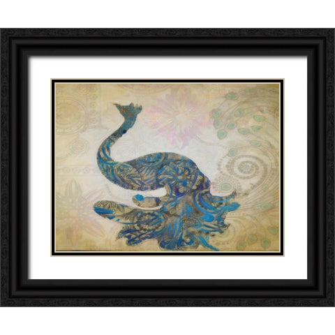 ELEGANT PEACOCK Black Ornate Wood Framed Art Print with Double Matting by Greene, Taylor