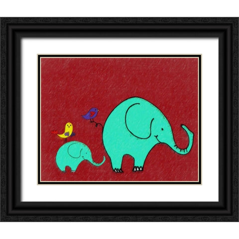 Whimsy Elephant II Black Ornate Wood Framed Art Print with Double Matting by Greene, Taylor