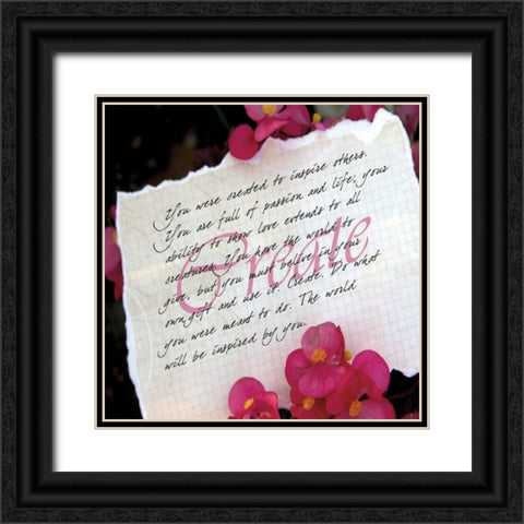 Pink Flowers Black Ornate Wood Framed Art Print with Double Matting by Greene, Taylor