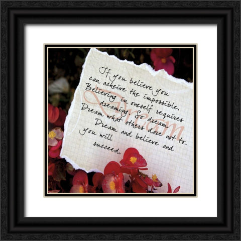 Red Flowers Black Ornate Wood Framed Art Print with Double Matting by Greene, Taylor