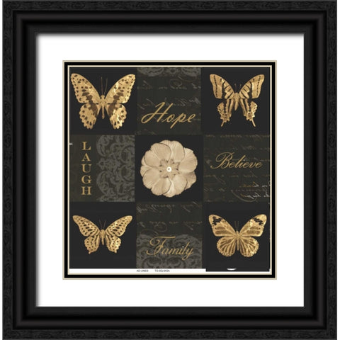 Sepia Floral 9 Patch B Black Ornate Wood Framed Art Print with Double Matting by Greene, Taylor
