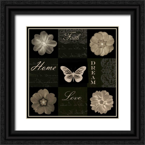 Sepia Floral 9 Patch I Black Ornate Wood Framed Art Print with Double Matting by Greene, Taylor