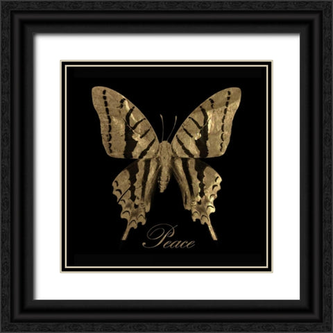 Peace Gold Butterfly Black Ornate Wood Framed Art Print with Double Matting by Greene, Taylor