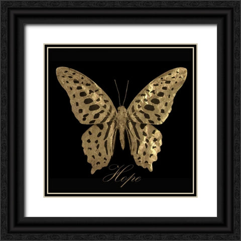 Hope Gold Butterfly Black Ornate Wood Framed Art Print with Double Matting by Greene, Taylor