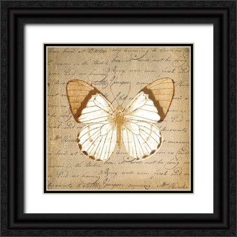BUTTERFLY ON GOLD Black Ornate Wood Framed Art Print with Double Matting by Greene, Taylor