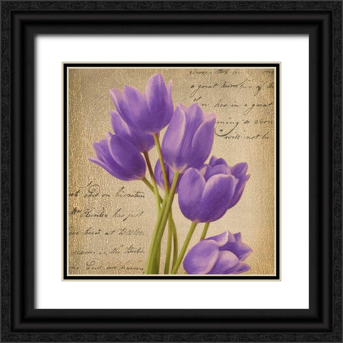 PURPLE TULIP I ON GOLD Black Ornate Wood Framed Art Print with Double Matting by Greene, Taylor