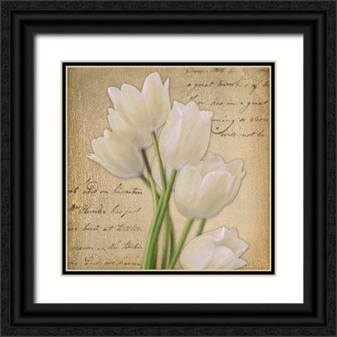 WHITE TULIP ON GOLD A Black Ornate Wood Framed Art Print with Double Matting by Greene, Taylor