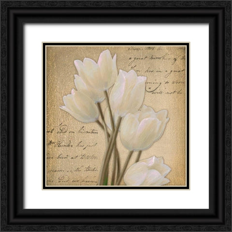 WHITE TULIP I Black Ornate Wood Framed Art Print with Double Matting by Greene, Taylor