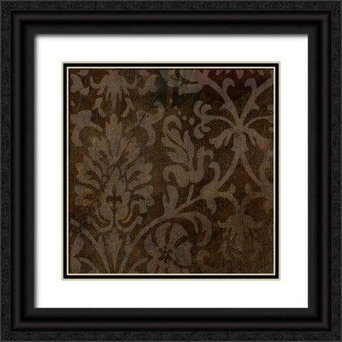 Spice Gold Damask Black Ornate Wood Framed Art Print with Double Matting by Greene, Taylor