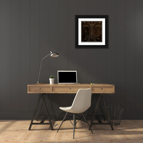 Spice Gold Damask 2 Black Ornate Wood Framed Art Print with Double Matting by Greene, Taylor