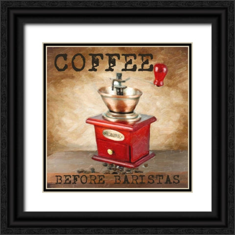 COFFEE BEFORE Black Ornate Wood Framed Art Print with Double Matting by Greene, Taylor