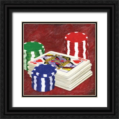 GAMING CARDS Black Ornate Wood Framed Art Print with Double Matting by Greene, Taylor