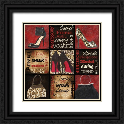 Fashion 9 Patch Black Ornate Wood Framed Art Print with Double Matting by Greene, Taylor