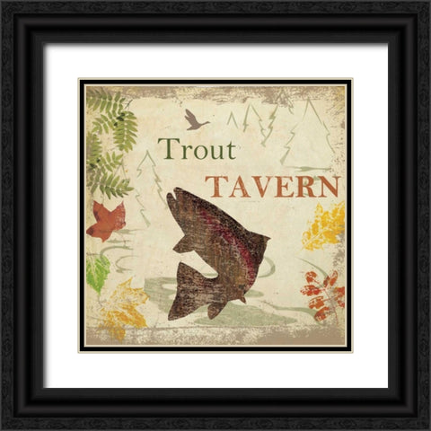 TROUT TEVERN Black Ornate Wood Framed Art Print with Double Matting by Greene, Taylor