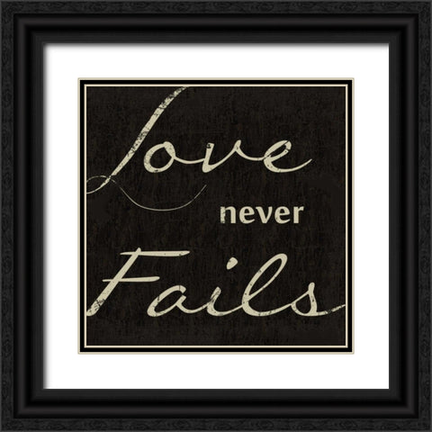 LOVE NEVER FAILS F Black Ornate Wood Framed Art Print with Double Matting by Greene, Taylor
