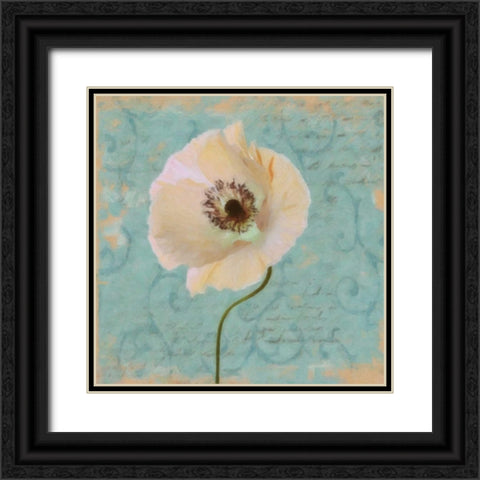BLUE POPPY SCRIPT II Black Ornate Wood Framed Art Print with Double Matting by Greene, Taylor