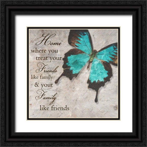 Blue Butterfly II Black Ornate Wood Framed Art Print with Double Matting by Greene, Taylor