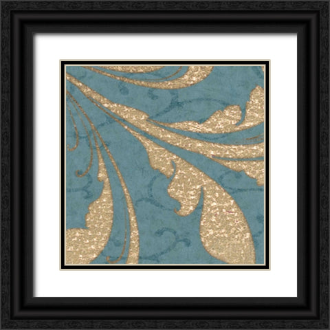 BLUE GOLD Black Ornate Wood Framed Art Print with Double Matting by Greene, Taylor