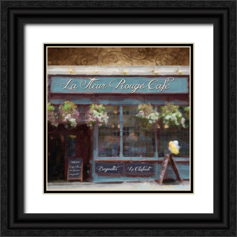 Cafe Blue Black Ornate Wood Framed Art Print with Double Matting by Greene, Taylor