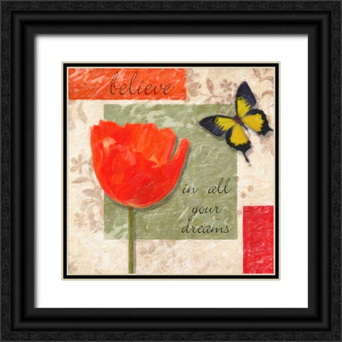 Believe Poppy Black Ornate Wood Framed Art Print with Double Matting by Greene, Taylor