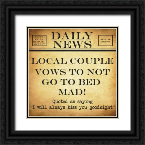 DAILY NEWS ALWAYS KISS Black Ornate Wood Framed Art Print with Double Matting by Greene, Taylor