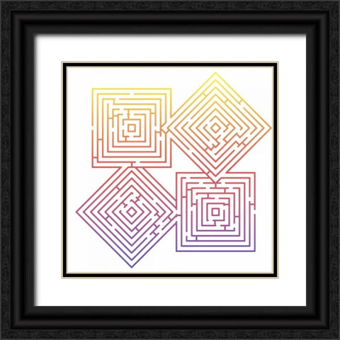 QUAD LABYRINTH Black Ornate Wood Framed Art Print with Double Matting by Greene, Taylor