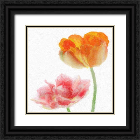 FLORAL PAIR Black Ornate Wood Framed Art Print with Double Matting by Greene, Taylor