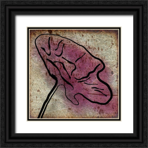 Plum Floral On Silver II Black Ornate Wood Framed Art Print with Double Matting by Greene, Taylor
