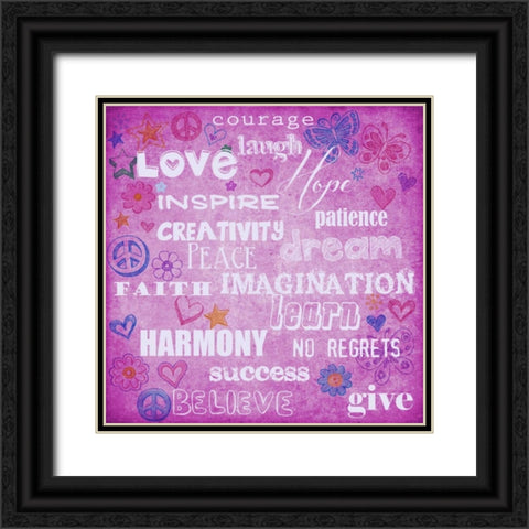 Courage Laugh Pink Black Ornate Wood Framed Art Print with Double Matting by Greene, Taylor