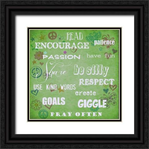 Read Encourage Lime Black Ornate Wood Framed Art Print with Double Matting by Greene, Taylor