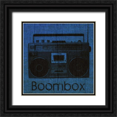 BOOMBOX ON BLUE Black Ornate Wood Framed Art Print with Double Matting by Greene, Taylor