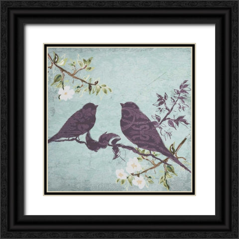 Floral Bird Triptych Black Ornate Wood Framed Art Print with Double Matting by Greene, Taylor