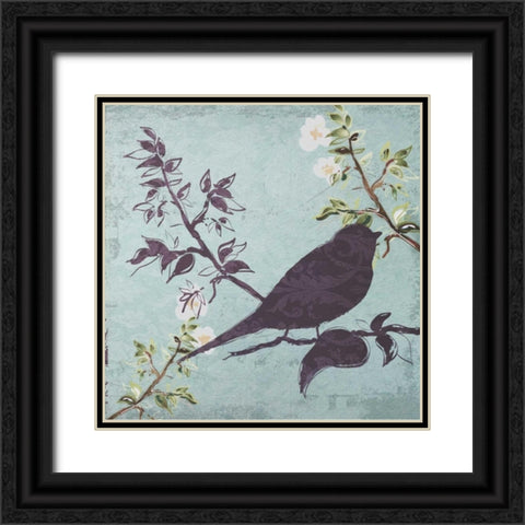 Floral Bird Triptych Black Ornate Wood Framed Art Print with Double Matting by Greene, Taylor