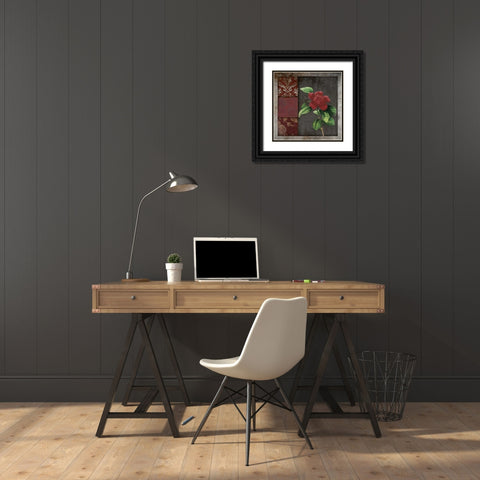 MOODY FLORAL I Black Ornate Wood Framed Art Print with Double Matting by Greene, Taylor
