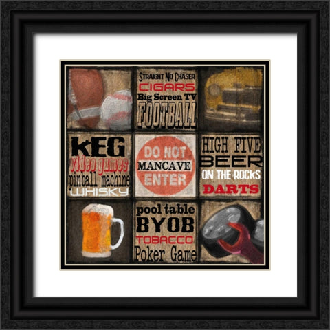 DO NOT ENTER MANCAVE Black Ornate Wood Framed Art Print with Double Matting by Greene, Taylor