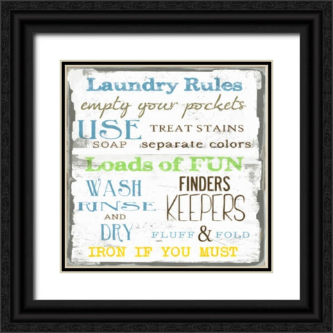 LAUNDRY RULES Black Ornate Wood Framed Art Print with Double Matting by Greene, Taylor