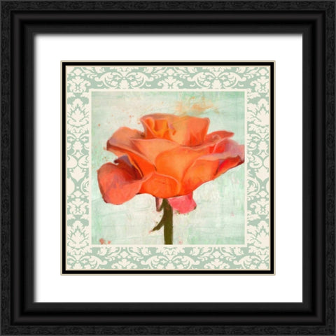 DAMASK ROSE I Black Ornate Wood Framed Art Print with Double Matting by Greene, Taylor