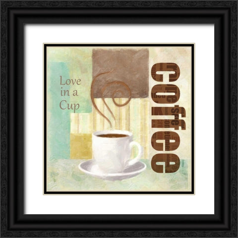 LOVE IN A CUP Black Ornate Wood Framed Art Print with Double Matting by Greene, Taylor