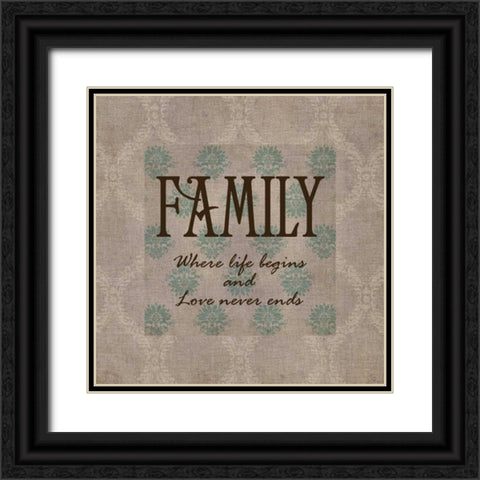 FAMILY Black Ornate Wood Framed Art Print with Double Matting by Greene, Taylor