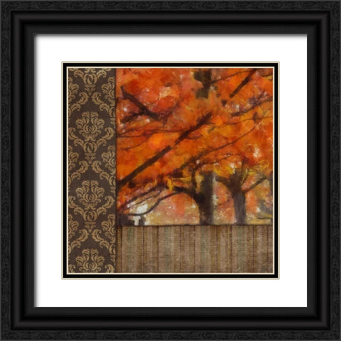 AMBER DAMASK TREE Black Ornate Wood Framed Art Print with Double Matting by Greene, Taylor