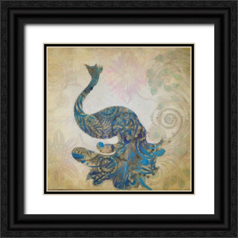 ELEGANT PEACOCK Black Ornate Wood Framed Art Print with Double Matting by Greene, Taylor