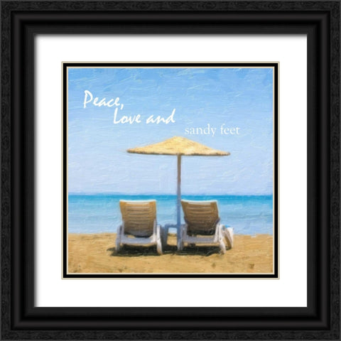 PEACE LOVE AND SANDY FEET Black Ornate Wood Framed Art Print with Double Matting by Greene, Taylor
