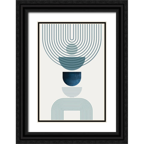 Mid CenturyModern Navy Teal 2 Black Ornate Wood Framed Art Print with Double Matting by Urban Epiphany