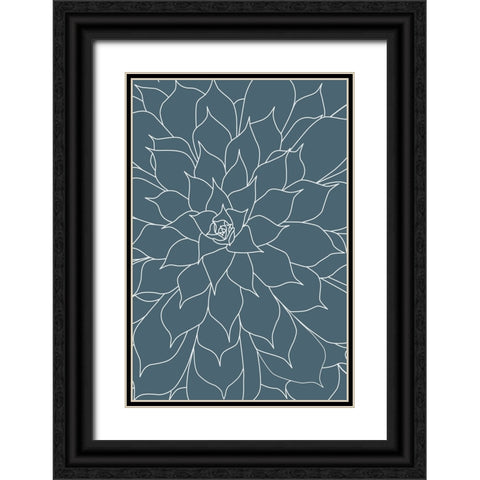 Succulent Blue Stone Black Ornate Wood Framed Art Print with Double Matting by Urban Epiphany