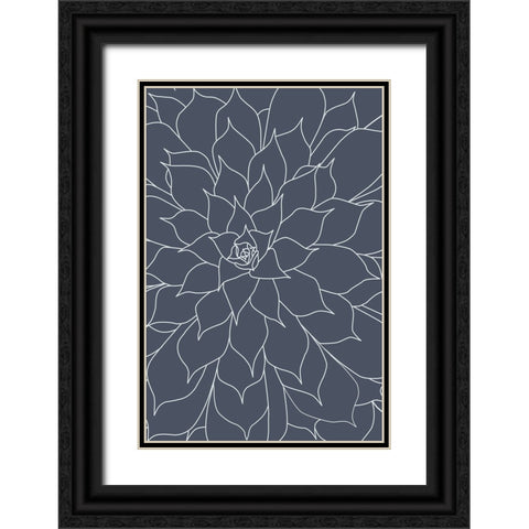 Succulent Midnight Blue Black Ornate Wood Framed Art Print with Double Matting by Urban Epiphany