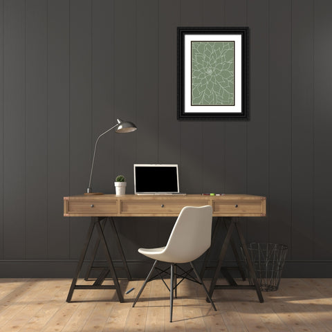 Succulent Sage Green Black Ornate Wood Framed Art Print with Double Matting by Urban Epiphany