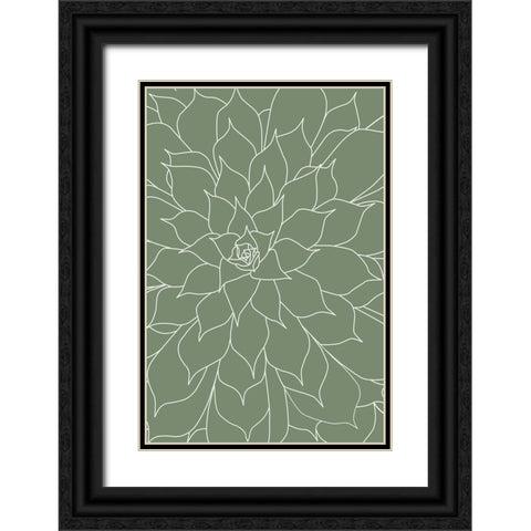 Succulent Sage Green Black Ornate Wood Framed Art Print with Double Matting by Urban Epiphany