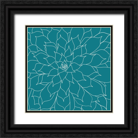Succulent Turquoise Black Ornate Wood Framed Art Print with Double Matting by Urban Epiphany